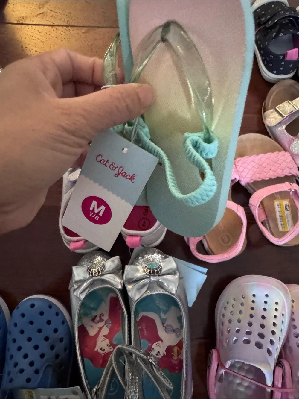 Cat & Jack Kids Pink, Blue, Mint & Silver Multi-Pack Sandal & Clog Lot - Picture 9 of 11